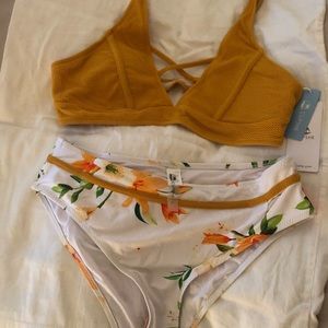Brand new with tags Yellow tropical print bikini